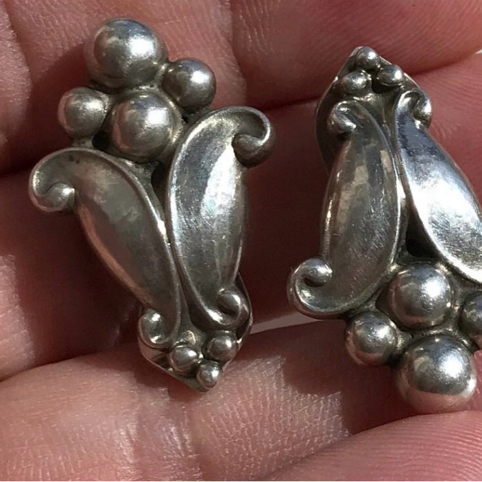 Vintage Sterling Silver Georg Jensen Earrings 32b Clip On Earrings